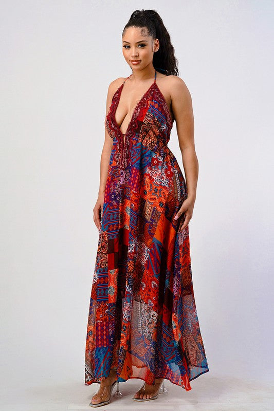 Bohemian Print Maxi Dress