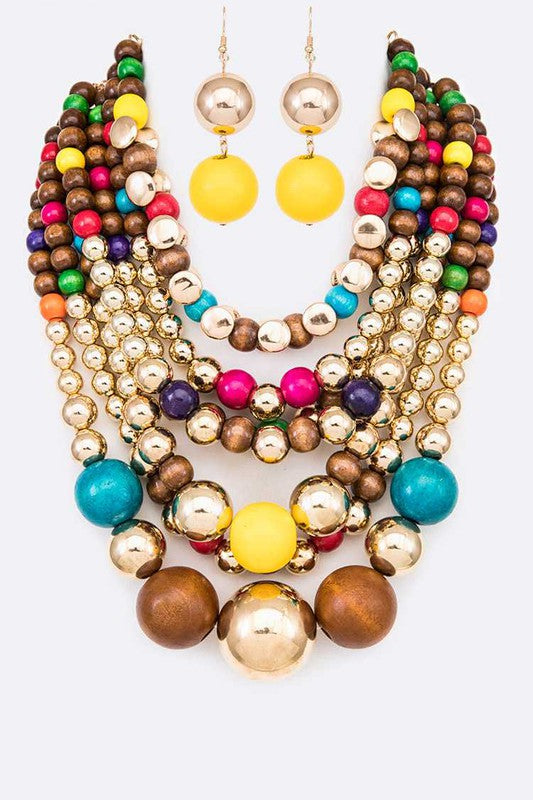 Mix Pearls Statement Layer Necklace Set