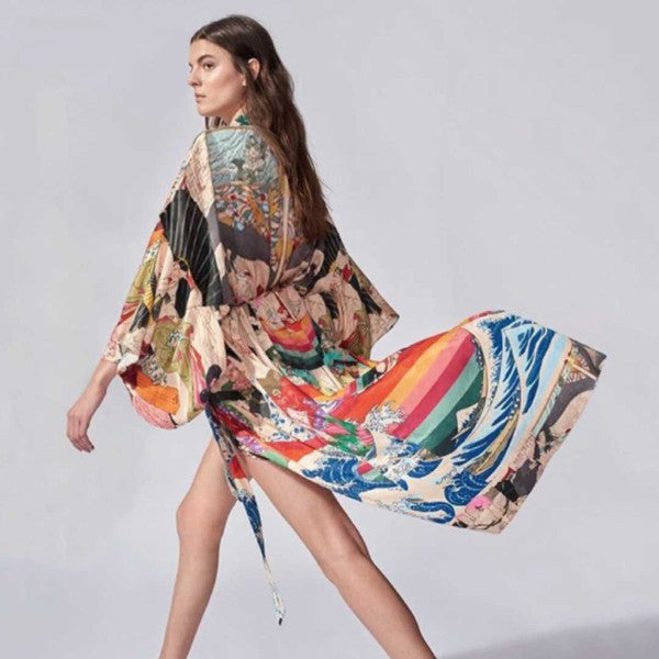 Print Kimono Cover Up