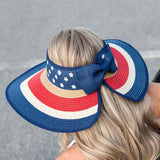 Patriotic Roll Up Straw Sun Hat