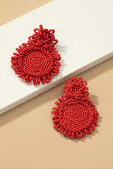 Premium hand sewn seed bead disk drop earrings