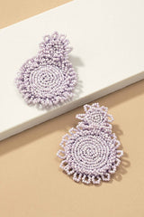 Premium hand sewn seed bead disk drop earrings