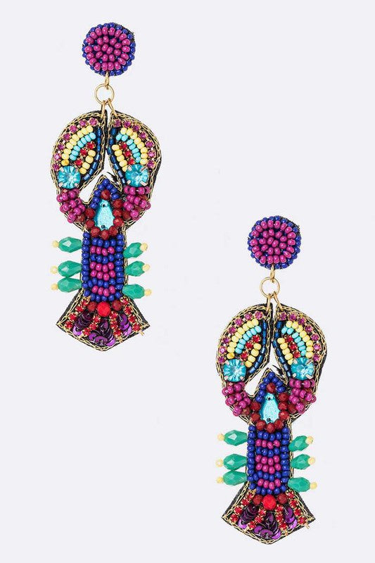 Mix Beads Crawfish Iconic Earrings