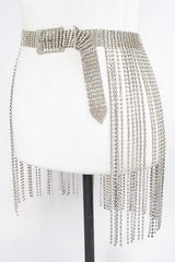 Fringe Rhinestone Buckle Chain Belt