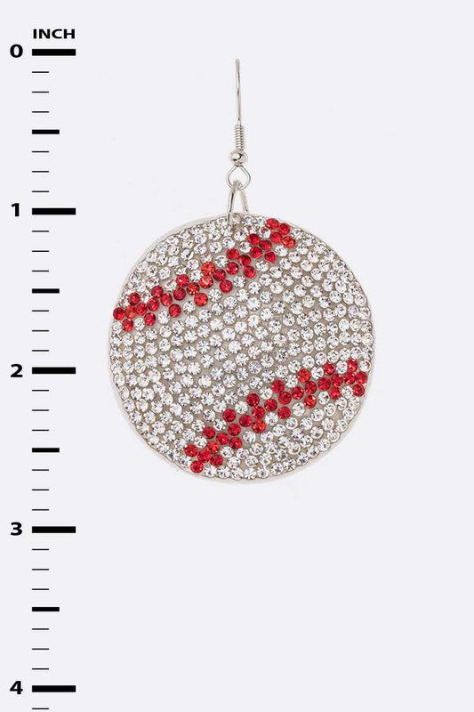 Rhinestone Baseball Pillow Earrings