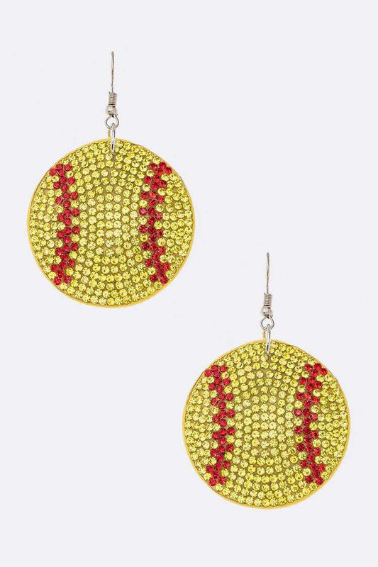 Rhinestone Softball Pillow Earrings