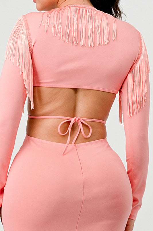 Pink Tassel Bodycon Dress