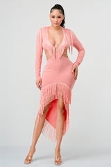Pink Tassel Bodycon Dress