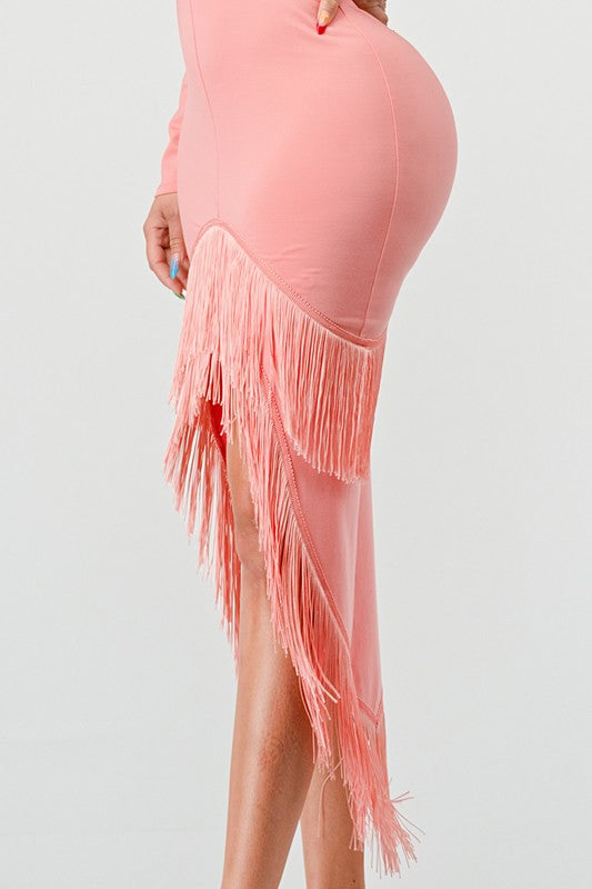 Pink Tassel Bodycon Dress