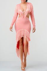 Pink Tassel Bodycon Dress