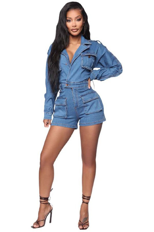 Dark Denim Romper