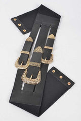 Triple Buckle Elastic Wide Belt