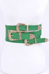 Triple Buckle Elastic Wide Belt