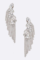 Fringe Rhinestone Statement Crystal Earrings