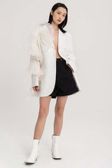 White Tulle Flower Detail Blazer