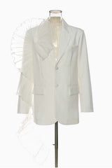 White Tulle Flower Detail Blazer