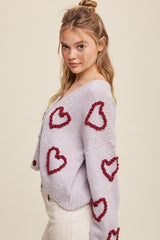 Lots of Love Knit Copped Heart Cardigan