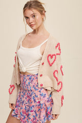 Lots of Love Knit Copped Heart Cardigan