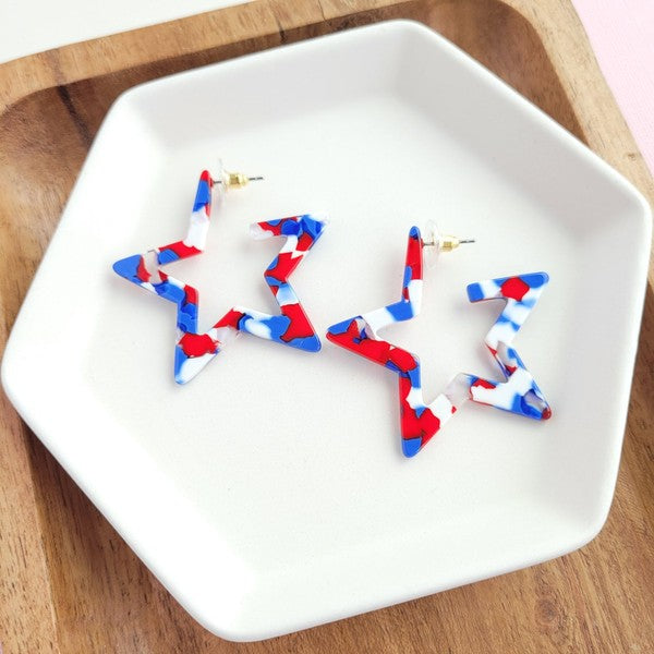 Star Hoops - Red, White, & Blue