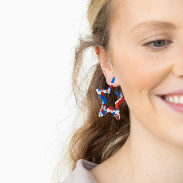 Star Hoops - Red, White, & Blue