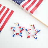 Star Hoops - Red, White, & Blue