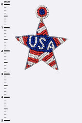 USA Flag Star Iconic Beaded Earrings