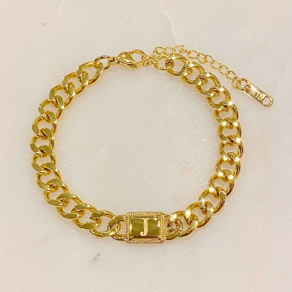 Uptown Cuban Chain Initial Bracelet