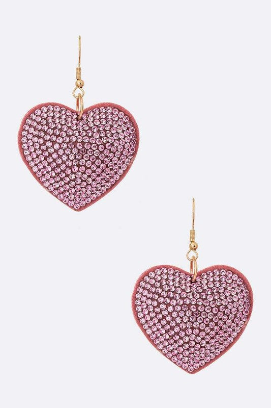 Rhinestone Heart Pillow Earrings