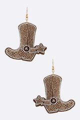 Rhinestone Cowboy Boots Pillow Earrings