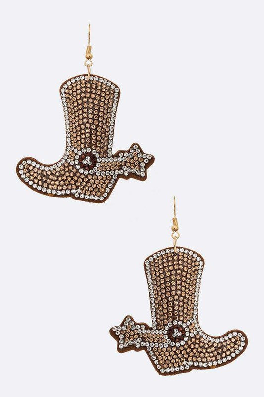 Rhinestone Cowboy Boots Pillow Earrings