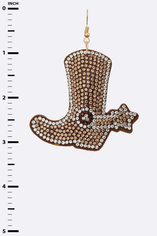 Rhinestone Cowboy Boots Pillow Earrings