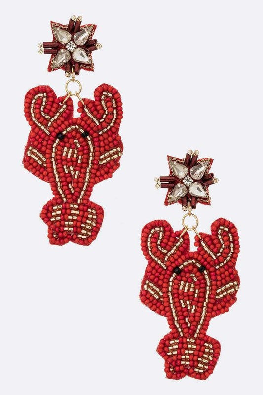 Crawlfish Louisiana Iconic Beaded Earrings