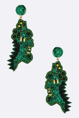 Sequins Beaded Crocodile Iconic Earrings