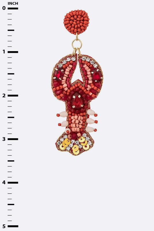 Iconic Crawfish Beaded Drop Earrings