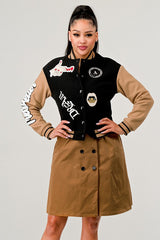 Black & Tan Maxi Letterman Jacket