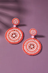 hand made color seed bead disk drop earrings