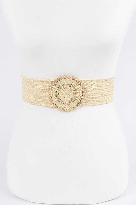 Faux Straw Elastic Belt