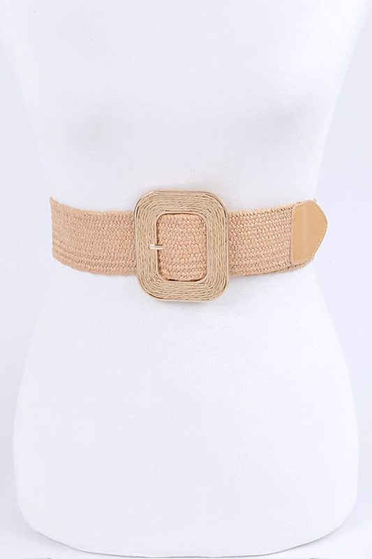 Faux Straw Elastic Belt