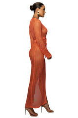 SEXY CROCHET HOLLOW CARVED MAXI DRESS