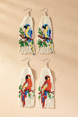 parrot seed bead drop earrings