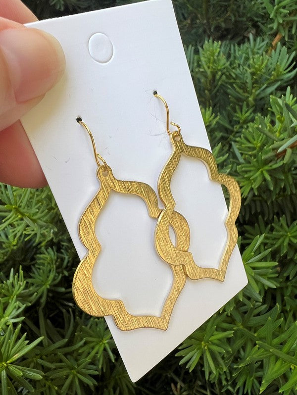 Gold Quatrefoil Metal Statement Earrings