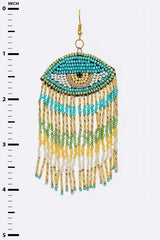 Beaded Tassel Drop Iconic Eye Earrings