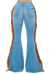 Fringe Bell Bottom In Light Blue