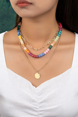3 row chunky resin bead and chain necklace