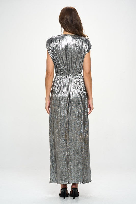 Silver Metallic Maxi Dress