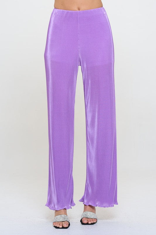 Made in USA Vibrant Plisse Lined Straight Pants