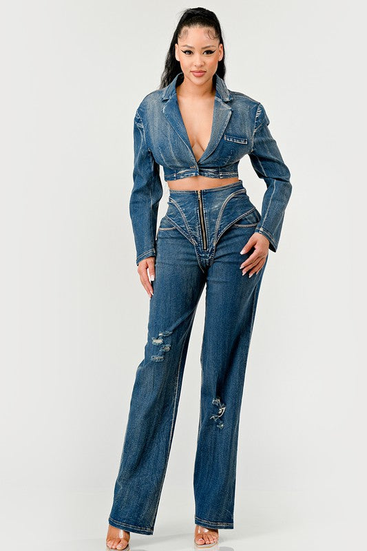 Cool Chick Denim Pant Set