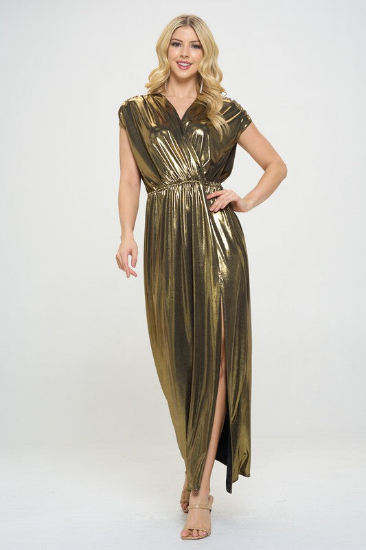 Dark Gold Metallic Maxi Dress