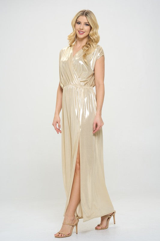 Sand Metallic Maxi Dress