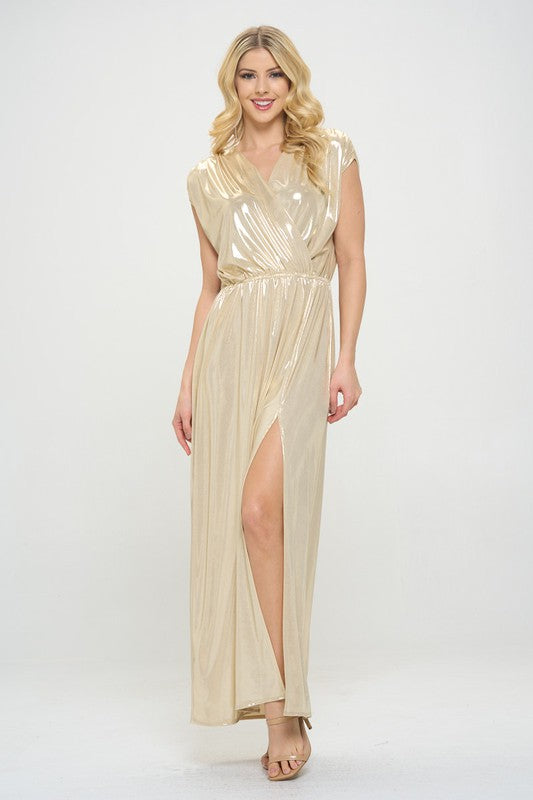 Sand Metallic Maxi Dress